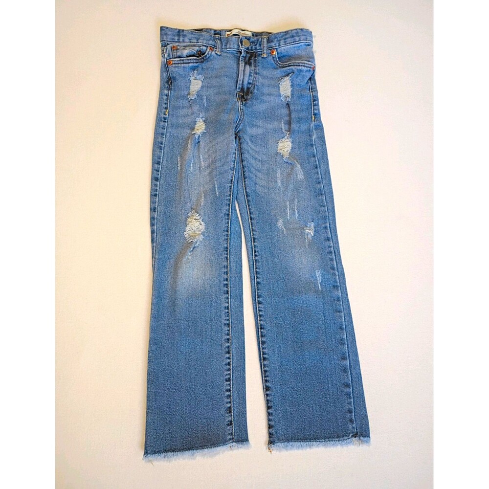 Levi's Girls High Rise Ankle Straight Jeans Size 10 Reg Distressed Frayed Hem